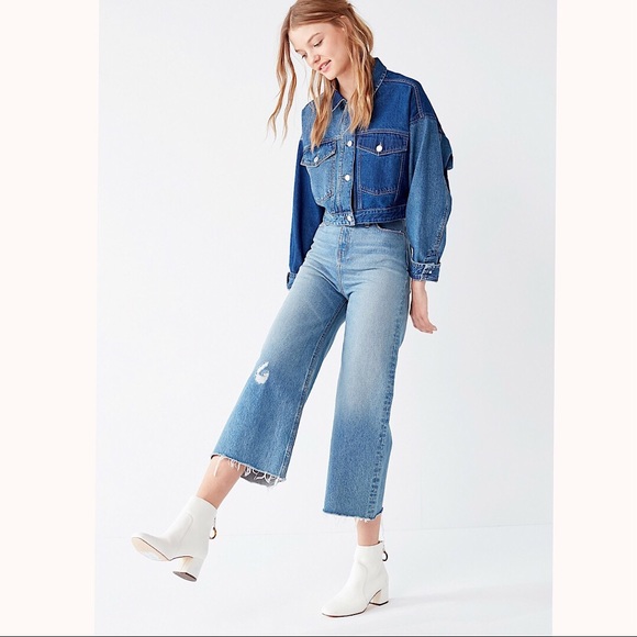 URBAN OUTFITTERS by BDG Cropped Denim Culotte Jean - Picture 2 of 8